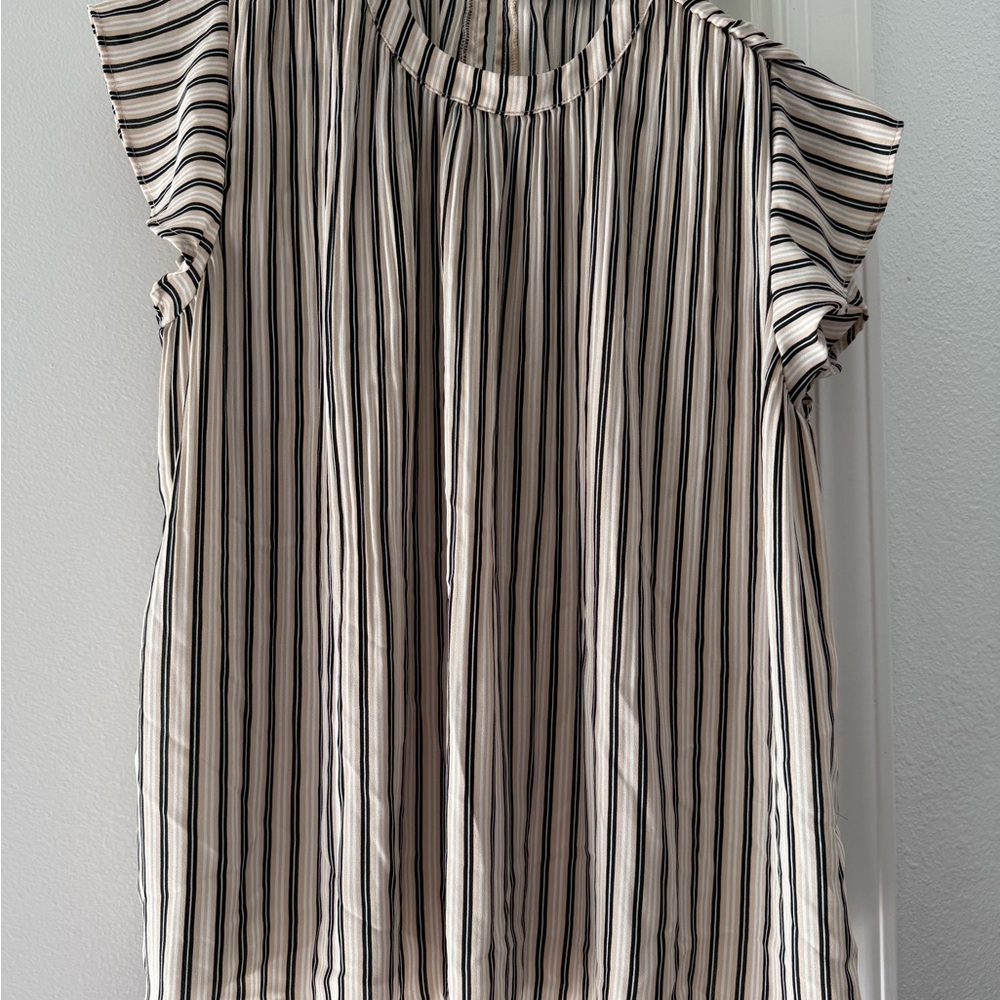 Adrianna Papell Black and White Striped Blouse